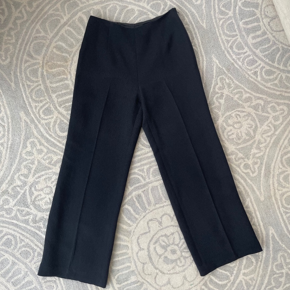 Talbots Black Silk and Wool Wide Leg Trouser Pants XS